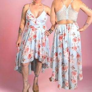 Floral dress high low